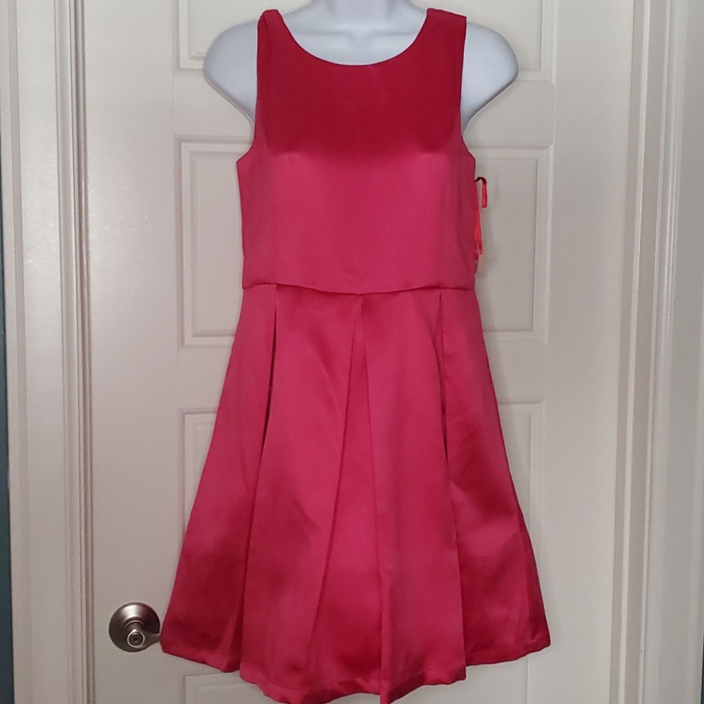 Ruby & Bloom Fushia Pink Satin Cutout Girls Dress